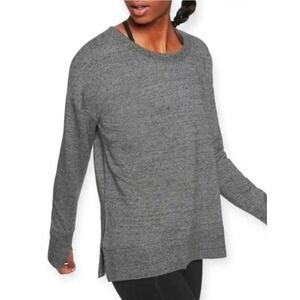 Athleta Coaster Luxe Heathered Gray Long Sleeve Sweatshirt Thumbholes Petite M